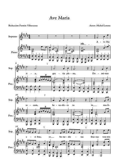 ave maria by michal lorenc arranged for soprano and piano
